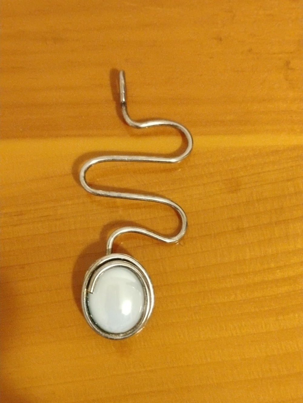 Silver White Stone Snake-Style Pendant